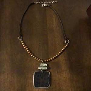 Silpada leather and bead detail necklace